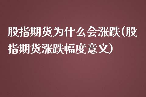 股指期货为什么会涨跌(股指期货涨跌幅度意义) (https://www.njaxzs.com/) 期货直播间 第1张