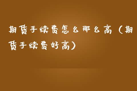 期货手续费怎么那么高（期货手续费好高） (https://www.njaxzs.com/) 内盘期货 第1张
