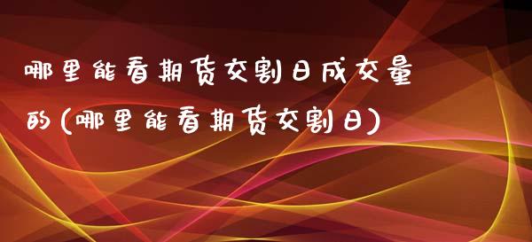 哪里能看期货交割日成交量的(哪里能看期货交割日) (https://www.njaxzs.com/) 期货投资 第1张