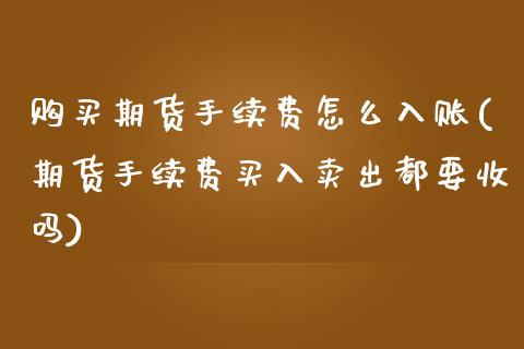 购买期货手续费怎么入账(期货手续费买入卖出都要收吗) (https://www.njaxzs.com/) 原油期货 第1张