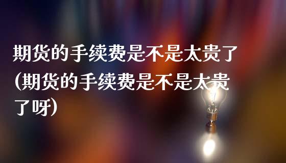 期货的手续费是不是太贵了(期货的手续费是不是太贵了呀) (https://www.njaxzs.com/) 原油期货 第1张
