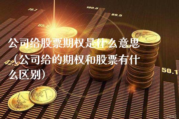 公司给股票期权是什么意思（公司给的期权和股票有什么区别） (https://www.njaxzs.com/) 期货直播间 第1张