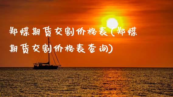 郑煤期货交割价格表(郑煤期货交割价格表查询) (https://www.njaxzs.com/) 期货行情 第1张