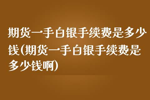 期货一手白银手续费是多少钱(期货一手白银手续费是多少钱啊) (https://www.njaxzs.com/) 期货直播间 第1张