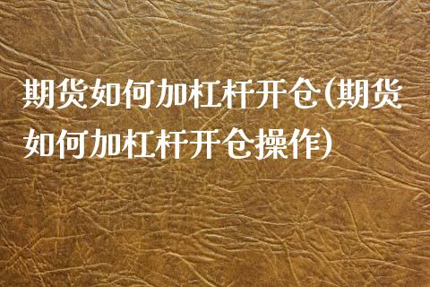 期货如何加杠杆开仓(期货如何加杠杆开仓操作) (https://www.njaxzs.com/) 原油期货 第1张