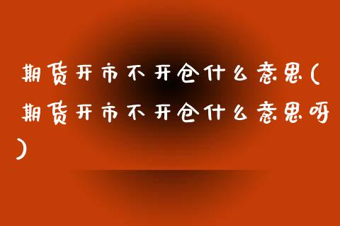 期货开市不开仓什么意思(期货开市不开仓什么意思呀) (https://www.njaxzs.com/) 内盘期货 第1张