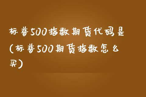 标普500指数期货代码是(标普500期货指数怎么买) (https://www.njaxzs.com/) 原油期货 第1张