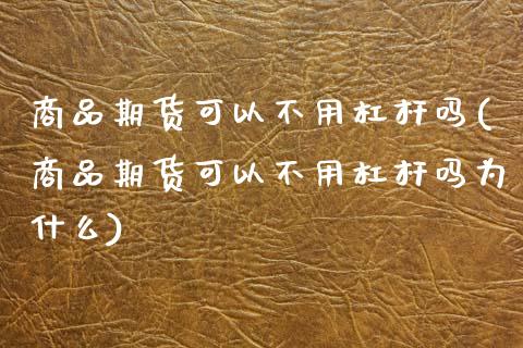 商品期货可以不用杠杆吗(商品期货可以不用杠杆吗为什么) (https://www.njaxzs.com/) 期货直播间 第1张