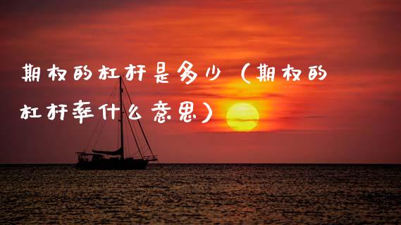 期权的杠杆是多少（期权的杠杆率什么意思） (https://www.njaxzs.com/) 期货行情 第1张