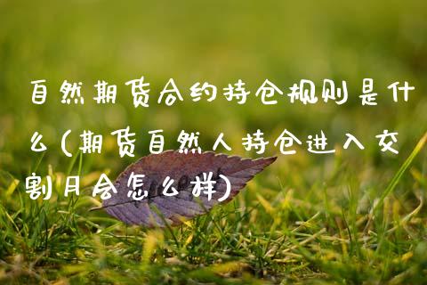 自然期货合约持仓规则是什么(期货自然人持仓进入交割月会怎么样) (https://www.njaxzs.com/) 期货行情 第1张