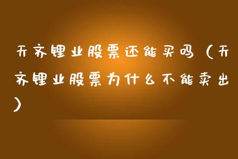 天齐锂业股票还能买吗（天齐锂业股票为什么不能卖出） (https://www.njaxzs.com/) 期货直播间 第1张
