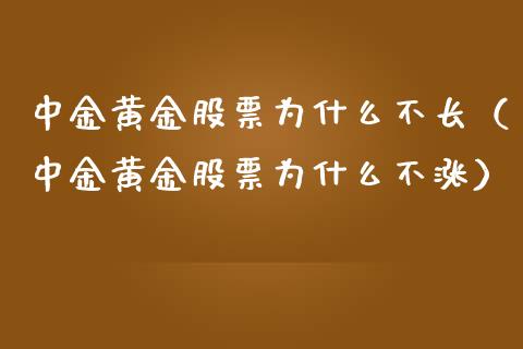 中金黄金股票为什么不长（中金黄金股票为什么不涨） (https://www.njaxzs.com/) 期货直播间 第1张