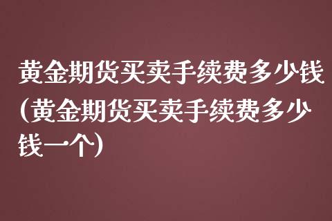 黄金期货买卖手续费多少钱(黄金期货买卖手续费多少钱一个) (https://www.njaxzs.com/) 期货直播间 第1张