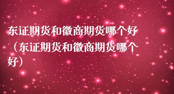 东证期货和徽商期货哪个好（东证期货和徽商期货哪个好） (https://www.njaxzs.com/) 期货直播间 第1张