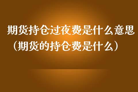 期货持仓过夜费是什么意思（期货的持仓费是什么） (https://www.njaxzs.com/) 内盘期货 第1张