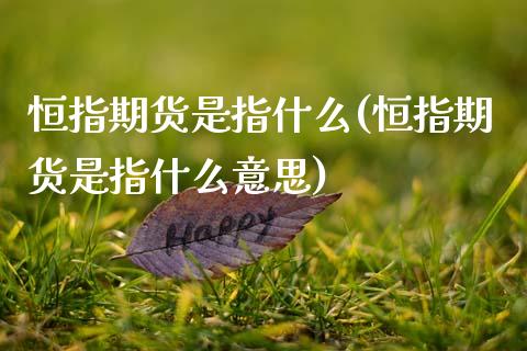 恒指期货是指什么(恒指期货是指什么意思) (https://www.njaxzs.com/) 期货行情 第1张