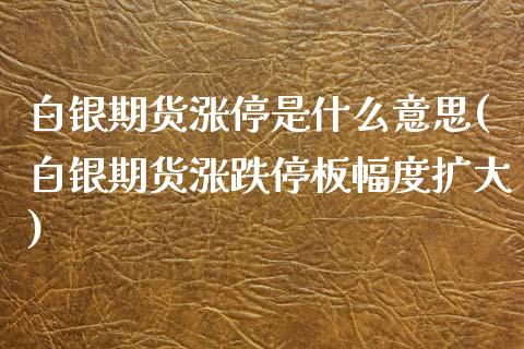 白银期货涨停是什么意思(白银期货涨跌停板幅度扩大) (https://www.njaxzs.com/) 期货开户 第1张