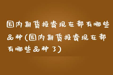 国内期货投资现在都有哪些品种(国内期货投资现在都有哪些品种了) (https://www.njaxzs.com/) 期货行情 第1张