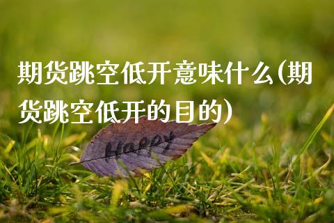 期货跳空低开意味什么(期货跳空低开的目的) (https://www.njaxzs.com/) 期货直播间 第1张