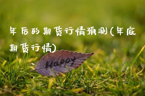 年后的期货行情预测(年底期货行情) (https://www.njaxzs.com/) 内盘期货 第1张
