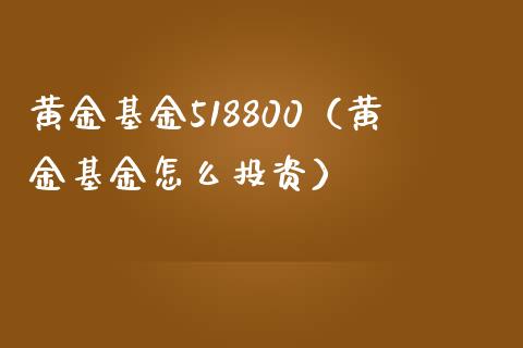 黄金基金518800（黄金基金怎么投资） (https://www.njaxzs.com/) 期货直播间 第1张