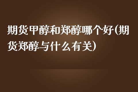 期货甲醇和郑醇哪个好(期货郑醇与什么有关) (https://www.njaxzs.com/) 内盘期货 第1张