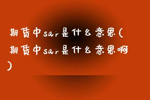期货中sar是什么意思(期货中sar是什么意思啊) 原油期货 第1张-爱新财经 期货中sar是什么意思(期货中sar是什么意思啊) (https://www.njaxzs.com/) 原油期货 第1张