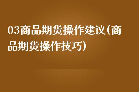 03商品期货操作建议(商品期货操作技巧) (https://www.njaxzs.com/) 期货行情 第1张