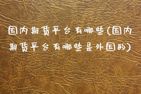 国内期货平台有哪些(国内期货平台有哪些是外国的) (https://www.njaxzs.com/) 期货直播间 第1张
