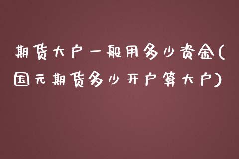 期货大户一般用多少资金(国元期货多少开户算大户) (https://www.njaxzs.com/) 黄金期货 第1张