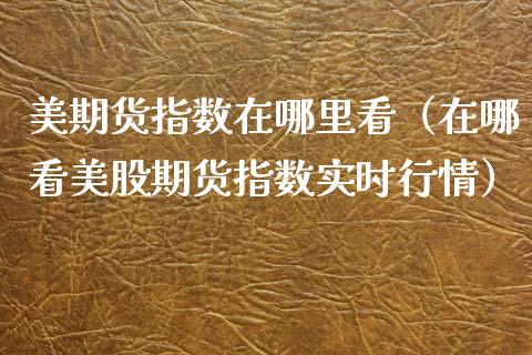 美期货指数在哪里看（在哪看美股期货指数实时行情） (https://www.njaxzs.com/) 原油期货 第1张
