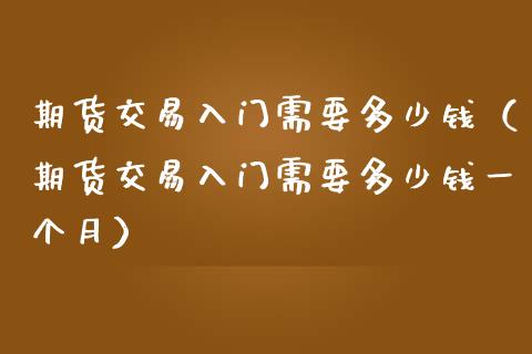 期货交易入门需要多少钱（期货交易入门需要多少钱一个月） (https://www.njaxzs.com/) 内盘期货 第1张