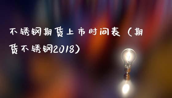 不锈钢期货上市时间表（期货不锈钢2018） (https://www.njaxzs.com/) 期货直播间 第1张