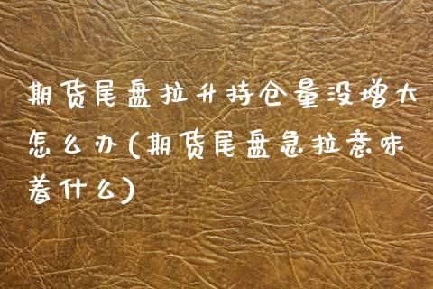 期货尾盘拉升持仓量没增大怎么办(期货尾盘急拉意味着什么) (https://www.njaxzs.com/) 期货开户 第1张