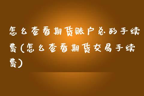 怎么查看期货账户总的手续费(怎么查看期货交易手续费) 内盘期货 第1张-爱新财经 怎么查看期货账户总的手续费(怎么查看期货交易手续费) (https://www.njaxzs.com/) 内盘期货 第1张